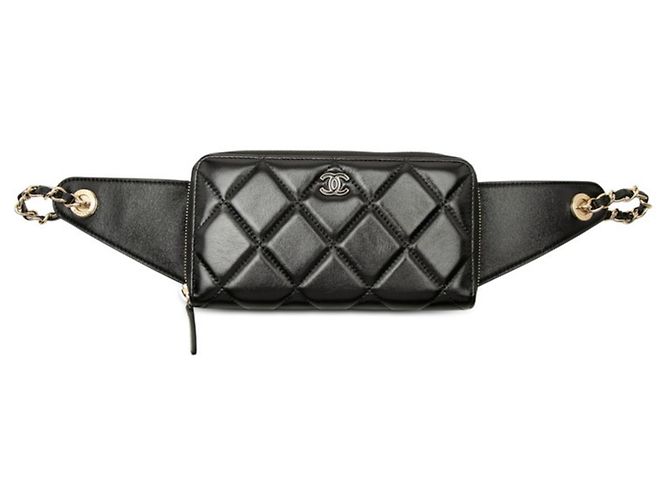 Cambon Cartera Chanel Coco Mark Matelassé en piel de cordero negra Negro