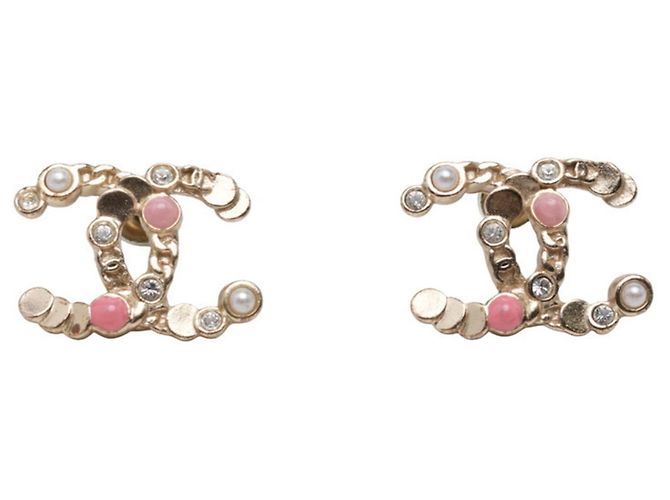 Orecchini Chanel Vintage Coco Mark Rosa D'oro