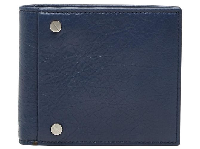 Everyday Balenciaga Navy Leather Bi-Fold Wallet Navy blue