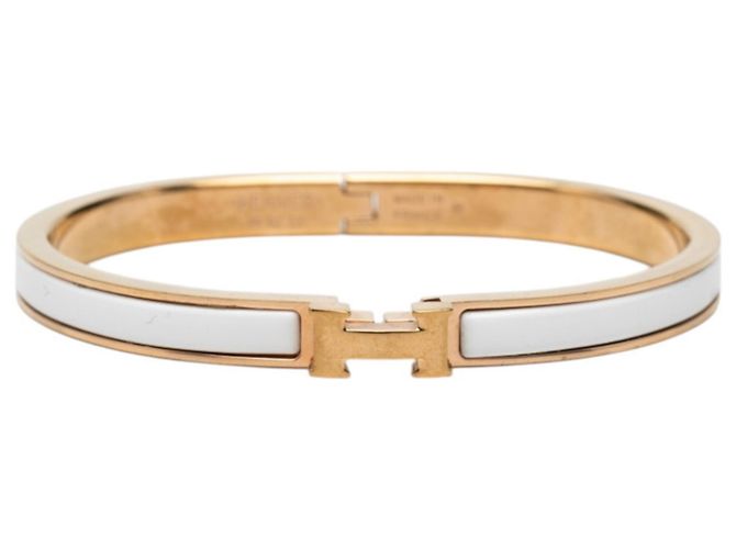 Hermès Pulseira Hermes Mini Click H Charm Branco Dourado