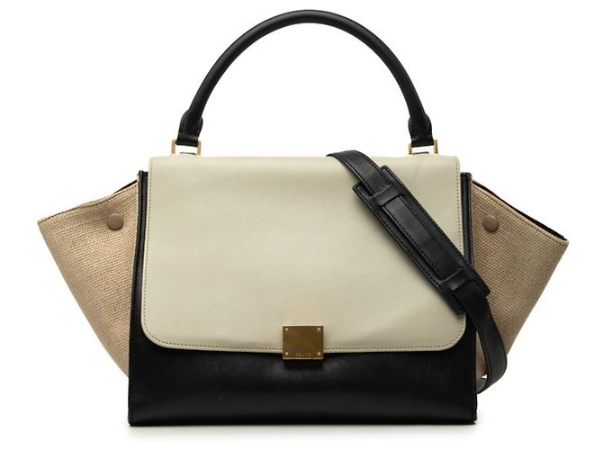 Céline Bolsa de mão/Bolsa de ombro Celine Trapeze Marrom Preto Bege