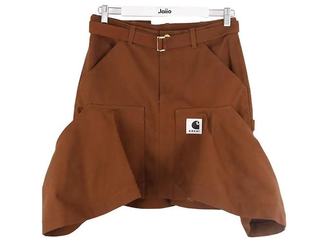 Falda Sacai de algodón marrón M Castaño