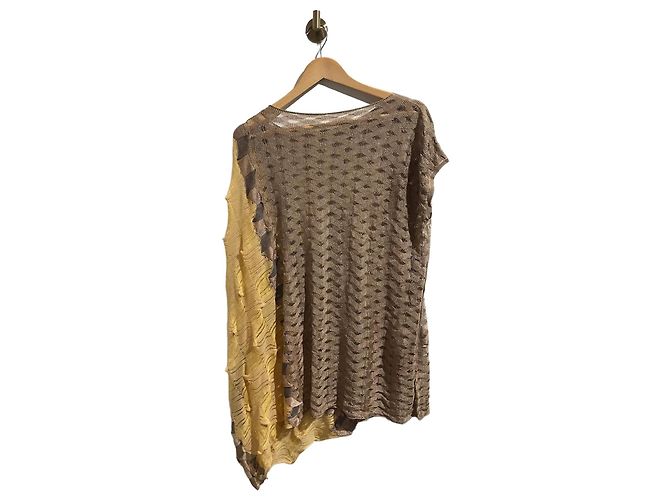 Poncho Missoni bege e amarelo de viscose e algodão