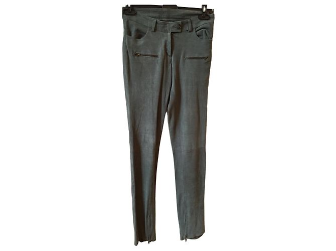 Autre Marque Calça de camurça cinza T.36