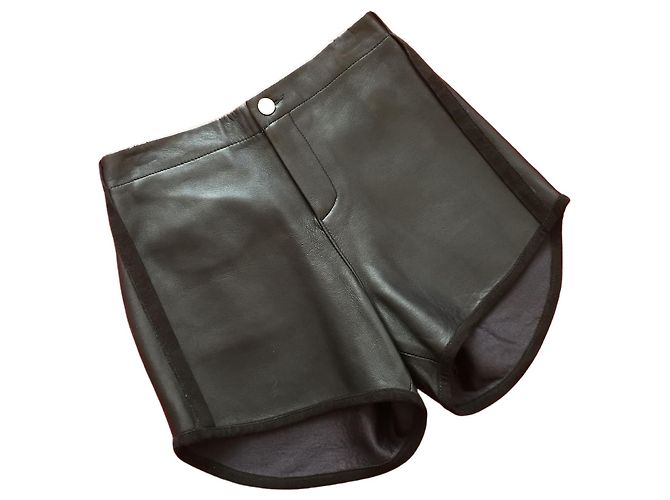 Autre Marque Short American Retro em couro T.38 Preto
