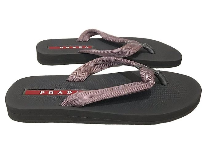 Prada Flip Flops Grey Cloth Size 35