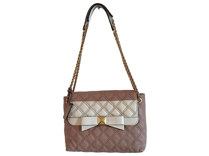 Bolsa Marc Jacobs de couro acolchoado rosa e ecru