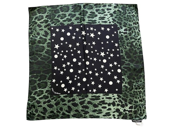 Dolce & Gabbana Schal Leopard Grün