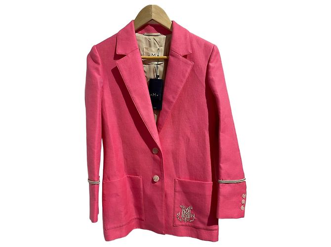 Blazer DMN rosa in cotone e lino