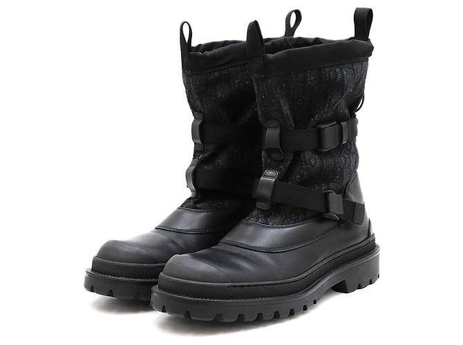 Dior Oblique Leather Platform Boots Black