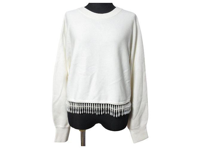Autre Marque Diagram GRACE CONTINENTAL Fransen-Stricktop Beige Aus weiß