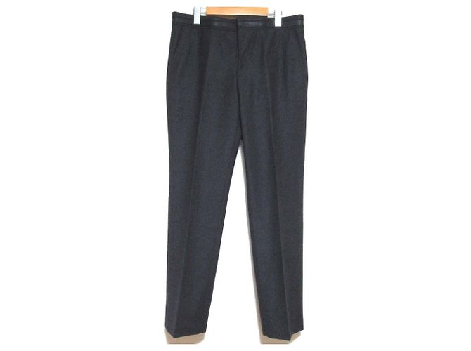 Hermès Calças de mistura de lã e cashmere Hermes Marrom Cinza antracite