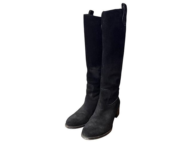 Gucci Wildleder-Lange Stiefel Schwarz