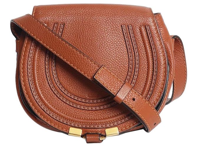 Chloé Mini borsa Marcie saddle marrone Pelle