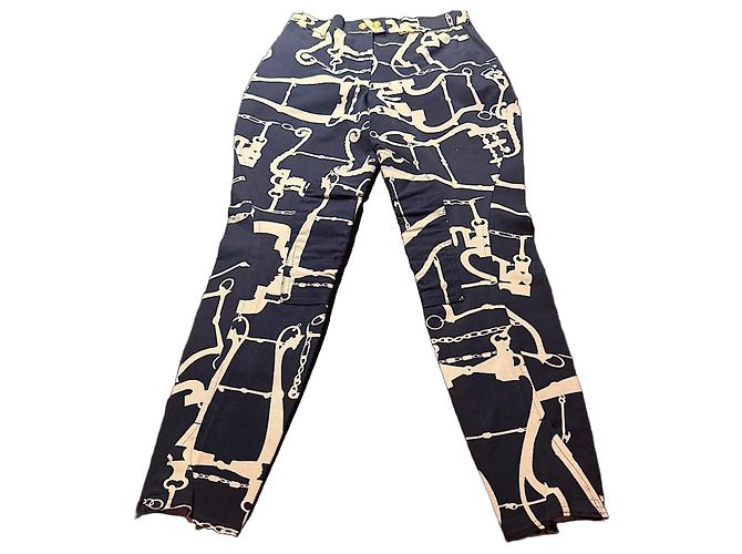Pantalones de algodón con estampado Horsebit Gucci Tom Ford Blanco Azul marino