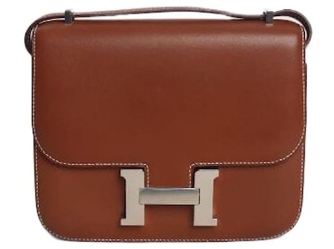 Hermès Bolsa Constance em couro box marrom