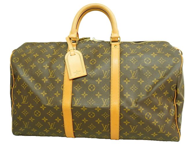 Borsa Louis Vuitton Boston Monogram Keepall 50 Marrone