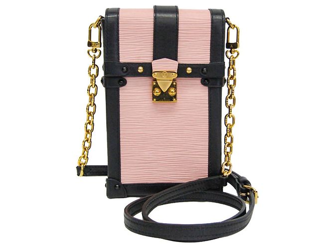 Borsa a tracolla verticale Louis Vuitton Epi Trunk Nero Rosa