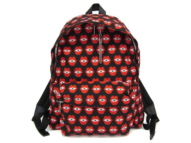 Céline Celine TELEPATHIC LOVE PRINT Backpack Black Red