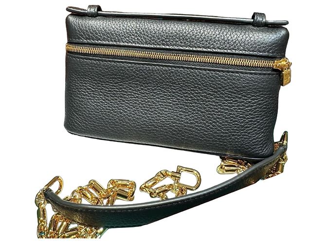 Borsa a tracolla in pelle nera Loro Piana Nero