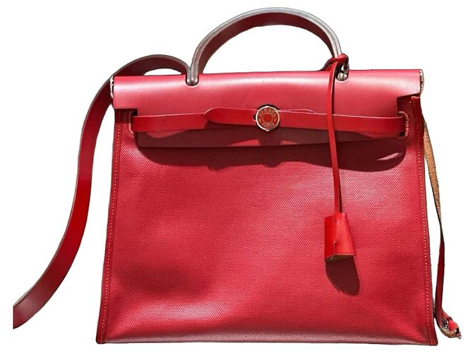 Bolsa Hermès Herbag 31 Branco Vermelho