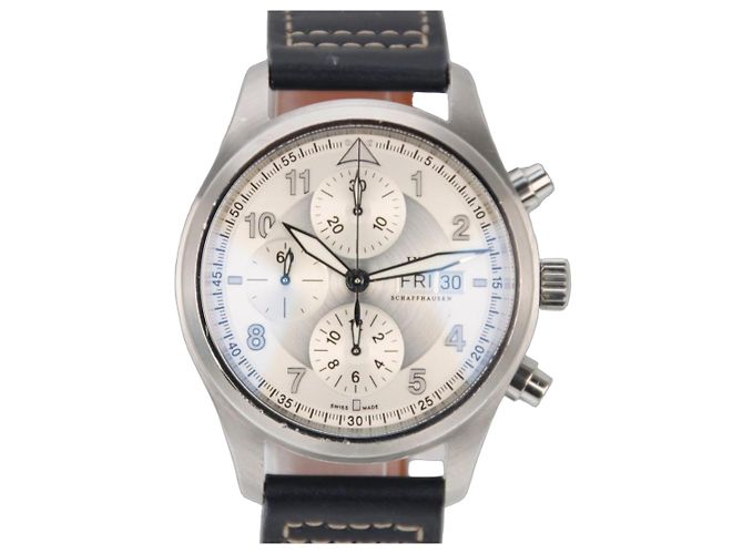 IWC Pilot's Watch Spitfire Chronograph IW371702 White/Silver Dial Automatic 42mm Black Silver hardware