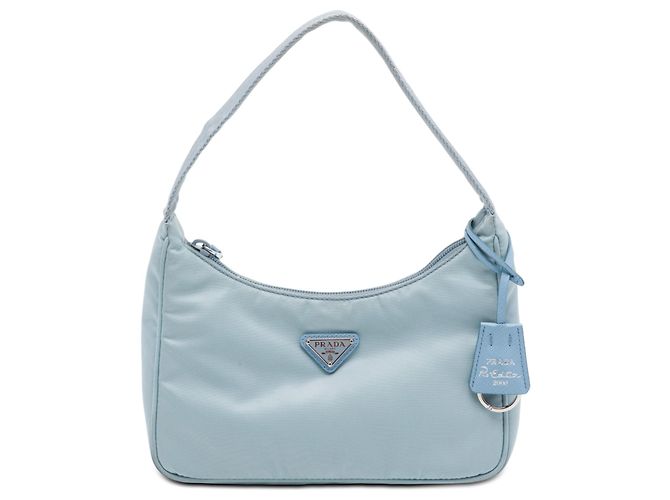Borsa a Spalla Prada Blue Tessuto Re Edition 2000 Blu chiaro