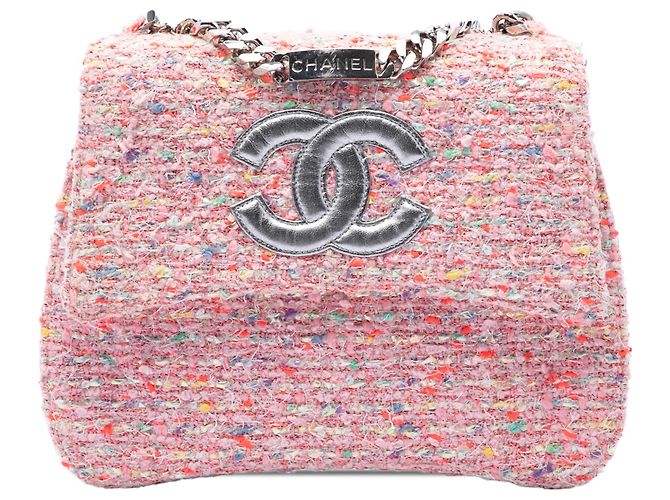 Chanel Pink CC Confetti Tweed Flap