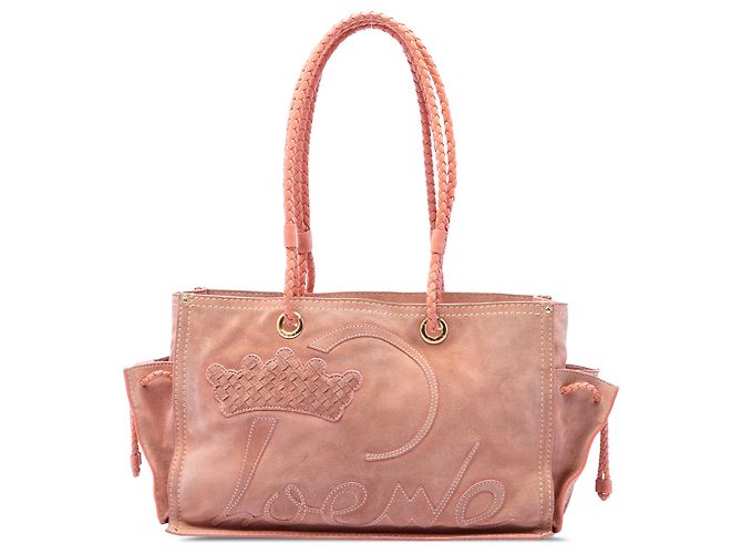 Cabas LOEWE Pink Suede Crown Logo Shopper Tote