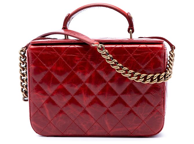 Vanity Case Chanel Red CC en cuir de veau glacé matelassé Rouge