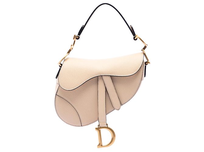 Borsa Saddle Dior beige in pelle di vitello granulata