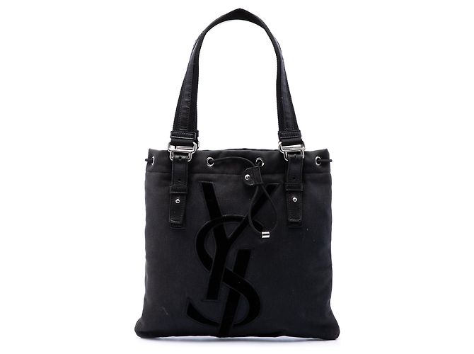 Saint Laurent Black Small Denim Monogram Kahala Tote Schwarz