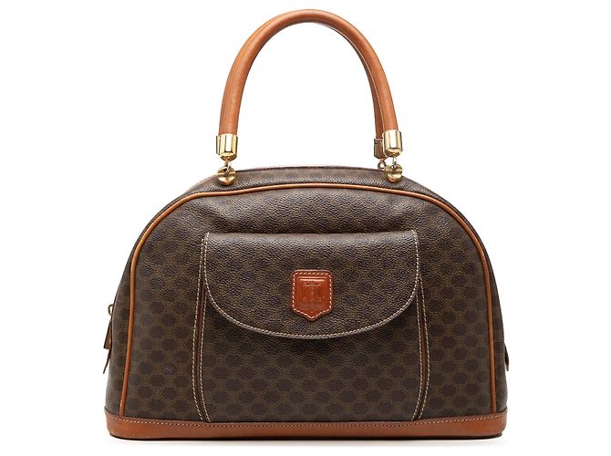 Céline Borsa Celine Brown Macadam Tela Cerata Dome Top Handle Marrone