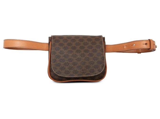 Céline Celine Brown Macadam Coated Canvas Belt Bag