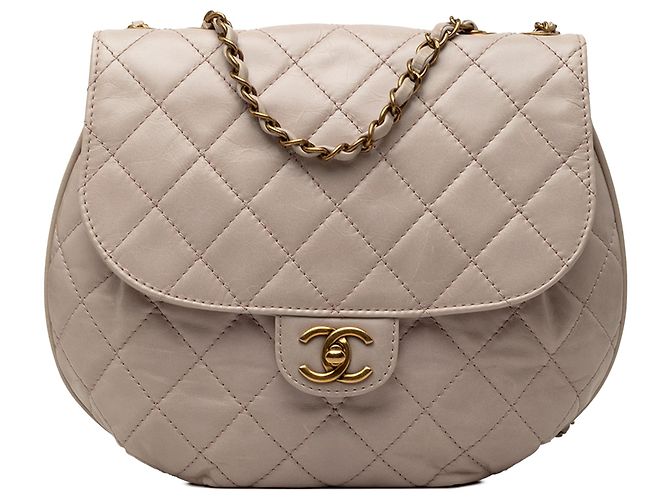 Chanel Beige Medium Aged Calfskin Bubble CC Flap Bege
