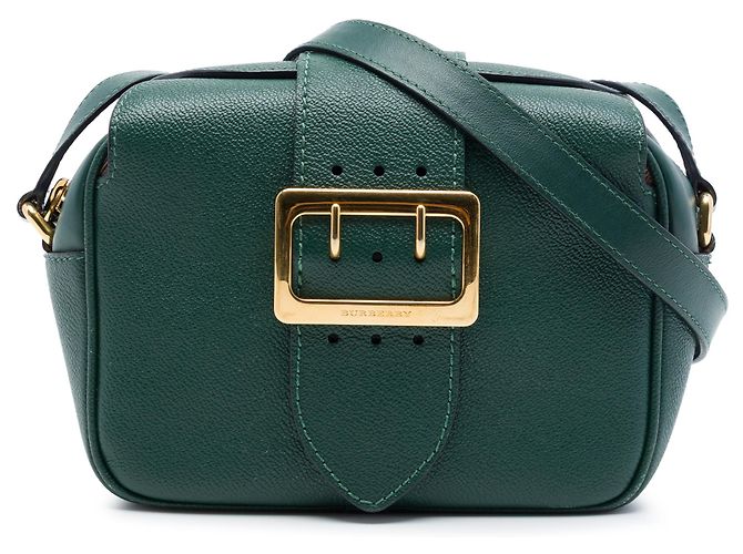 Bolsa transversal Burberry Green Small em couro de bezerro de grão macio com fivela Verde