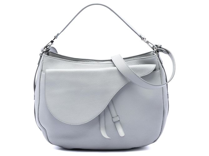 Bolsa Saddle Soft em couro de bezerro granulado cinza Dior Marrom