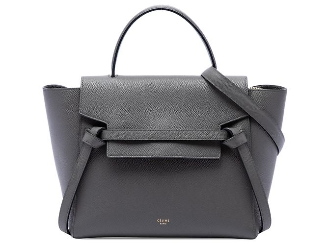 Belt Bag Céline Bolsa Belt em couro de bezerro micro granulado cinza Celine Marrom
