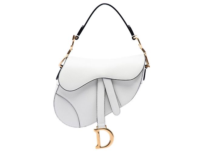 Bolsa Saddle Dior branca em pele de vitelo granulada Branco