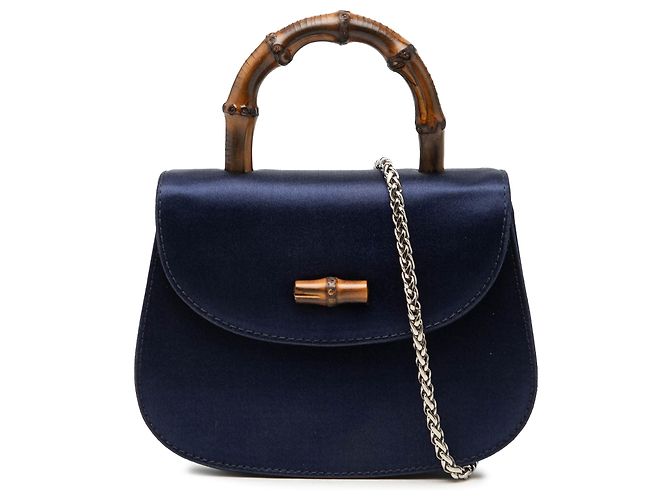 Gucci Blue Mini Satin Bamboo Night Bleu