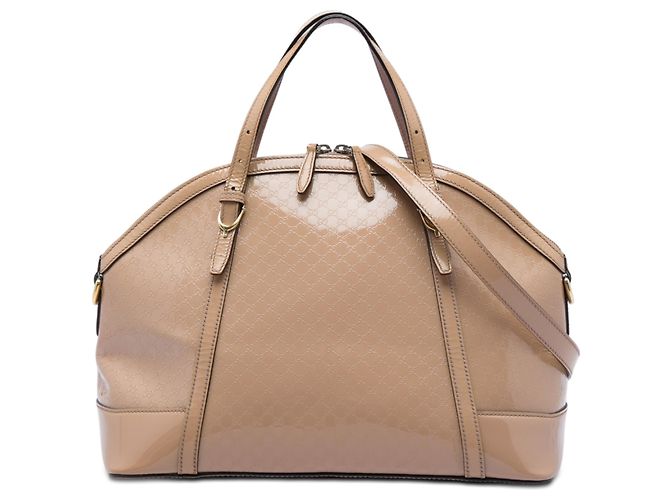 Bolso Gucci Beige Large Microguccissima Patent Nice Dome