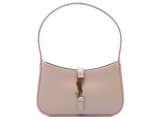 Saint Laurent Bolsa mini Le 5 a 7 em couro liso marrom Bege