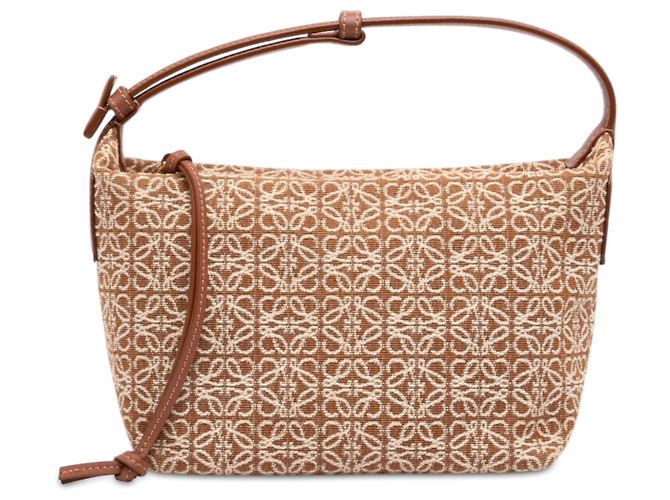 LOEWE Bolsa Cubi em canvas Anagram marrom Small