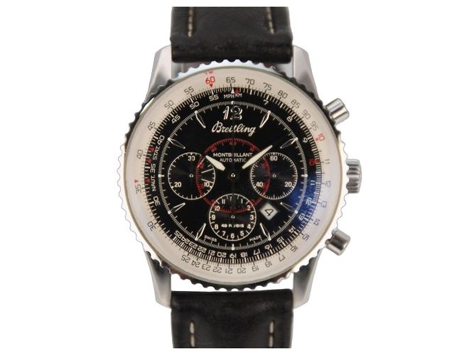 Breitling Navitimer Montbrillant A41330 Black Dial Automatic 38mm Silver hardware
