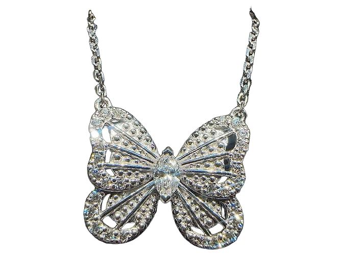 Collar Butterfly de Diamante De Beers Plata