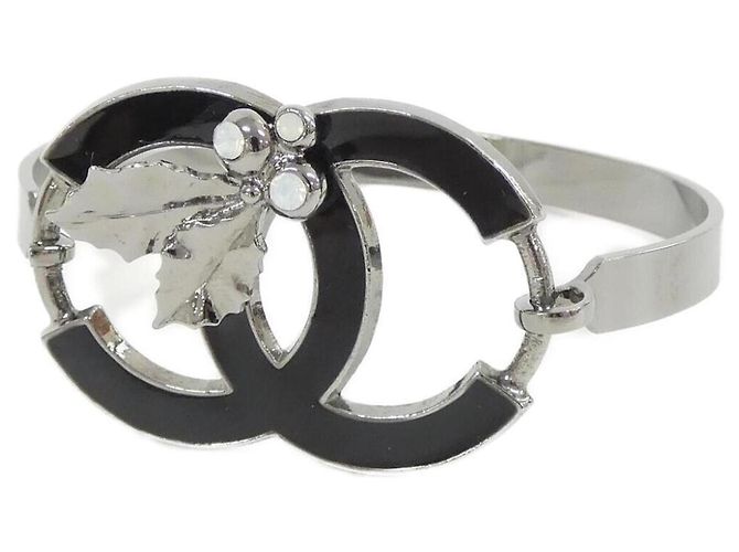 Bracciale rigido Chanel blu navy e argento 