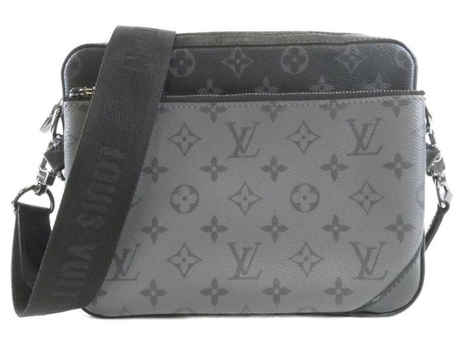 Louis Vuitton Monogram Eclipse Reverse Trio Messenger Shoulder Bag Black Grey