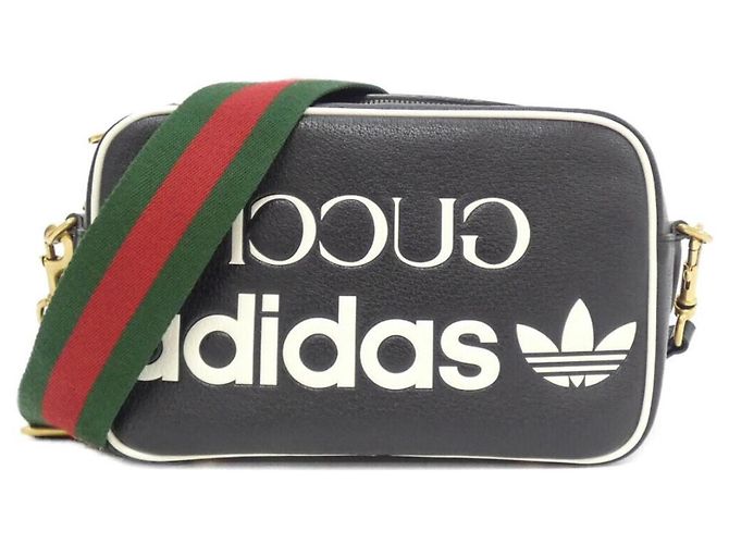 Borsa a tracolla in pelle bianco e nero Gucci