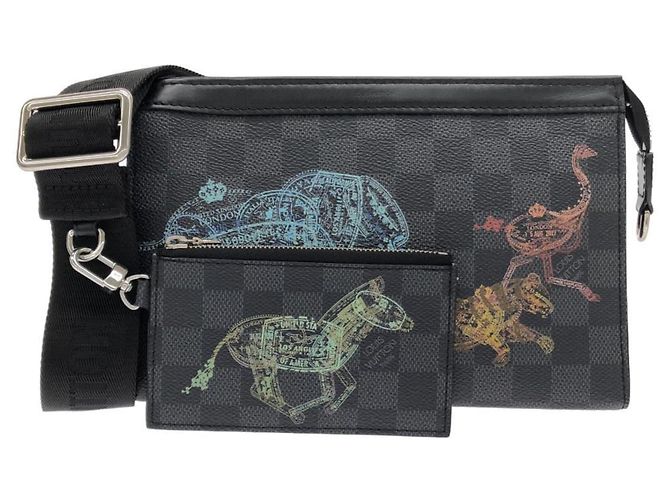 Borsa a tracolla Louis Vuitton Damier Graphite Stamp Gaston Damier ebene