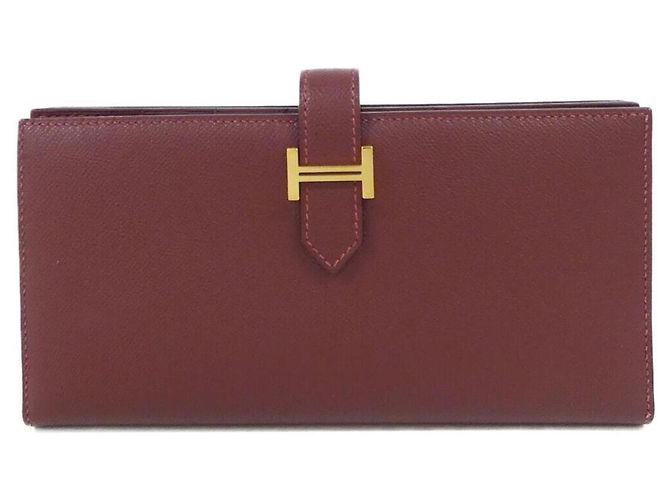 Cartera larga Hermès Bearn Soufflé Roja
